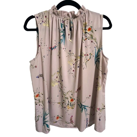 Worthington Floral Ruffle Collar Sleeveless Top - Picture 2 of 3